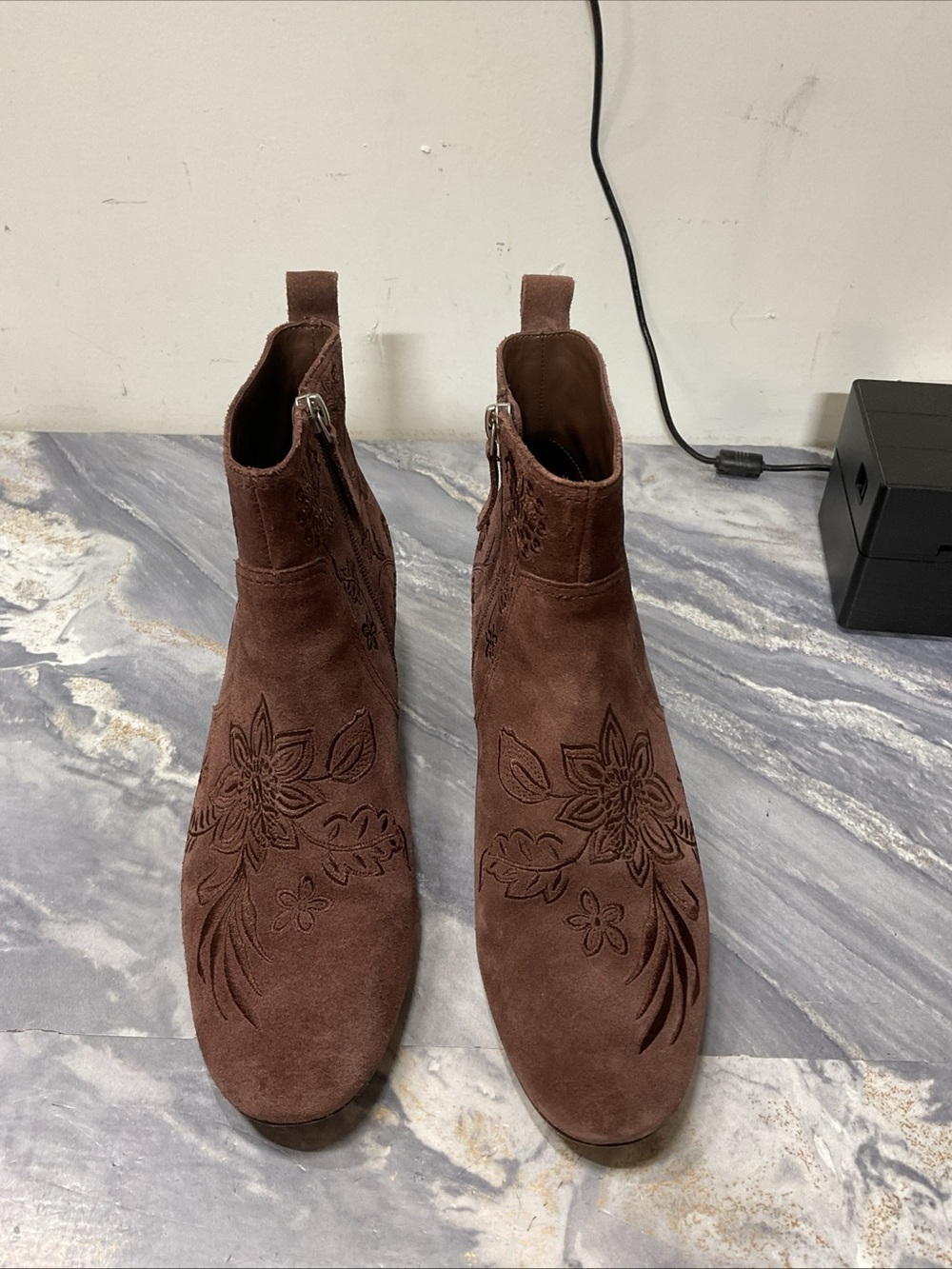 Johnny Was Women’s Brown Suede Embroidered Ankle Boots